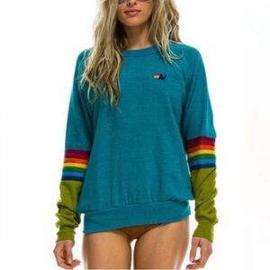 Rainbow Stitch sleeve Crewneck